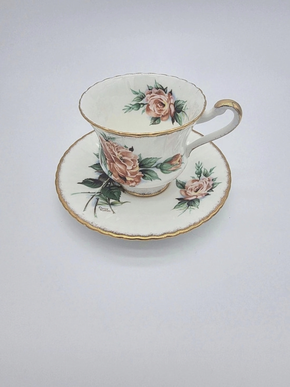 Paragon Dany Robin Rose Fine Bone China Teacup Saucer set with pink rose